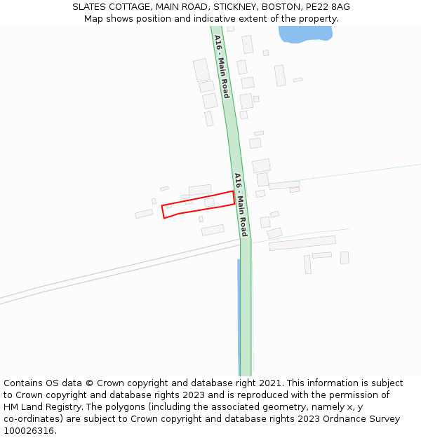 SLATES COTTAGE, MAIN ROAD, STICKNEY, BOSTON, PE22 8AG: Location map and indicative extent of plot
