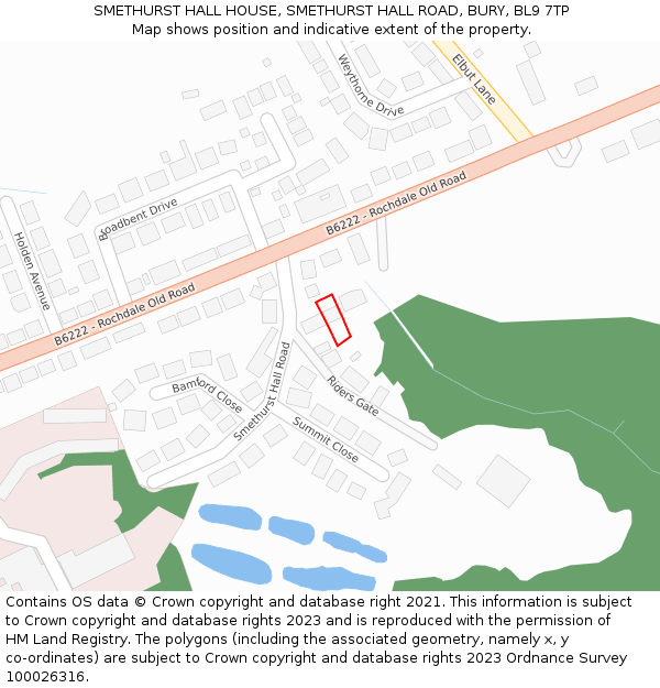 SMETHURST HALL HOUSE, SMETHURST HALL ROAD, BURY, BL9 7TP: Location map and indicative extent of plot