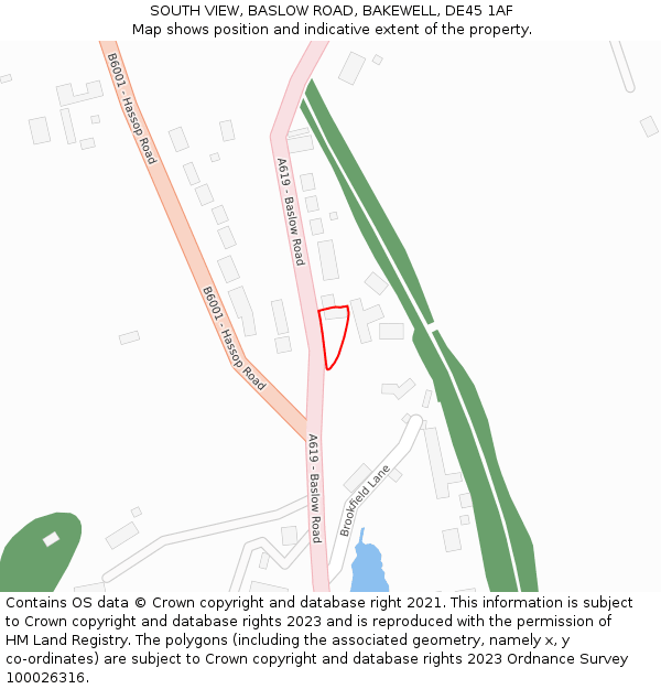 SOUTH VIEW, BASLOW ROAD, BAKEWELL, DE45 1AF: Location map and indicative extent of plot