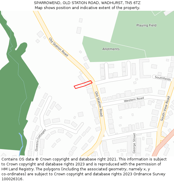 SPARROWEND, OLD STATION ROAD, WADHURST, TN5 6TZ: Location map and indicative extent of plot