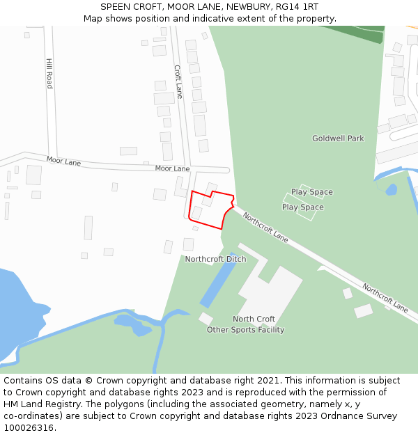 SPEEN CROFT, MOOR LANE, NEWBURY, RG14 1RT: Location map and indicative extent of plot