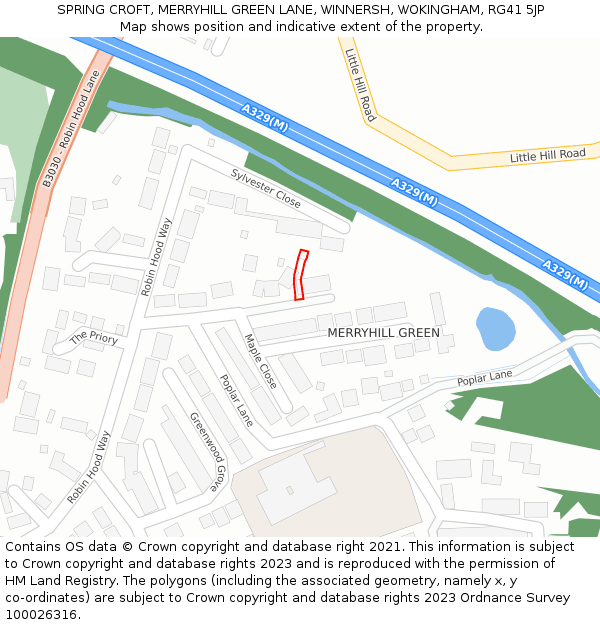 SPRING CROFT, MERRYHILL GREEN LANE, WINNERSH, WOKINGHAM, RG41 5JP: Location map and indicative extent of plot
