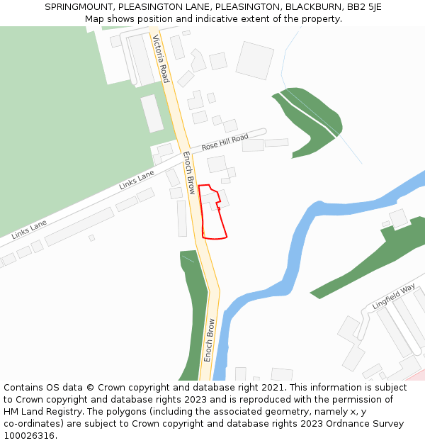 SPRINGMOUNT, PLEASINGTON LANE, PLEASINGTON, BLACKBURN, BB2 5JE: Location map and indicative extent of plot