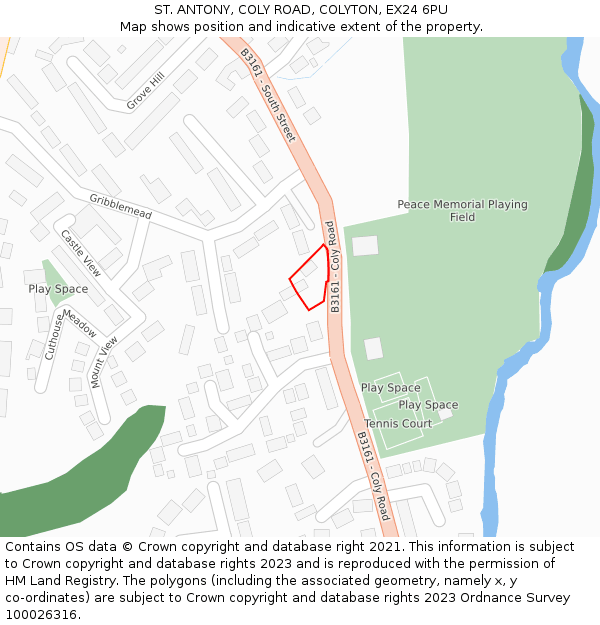 ST. ANTONY, COLY ROAD, COLYTON, EX24 6PU: Location map and indicative extent of plot