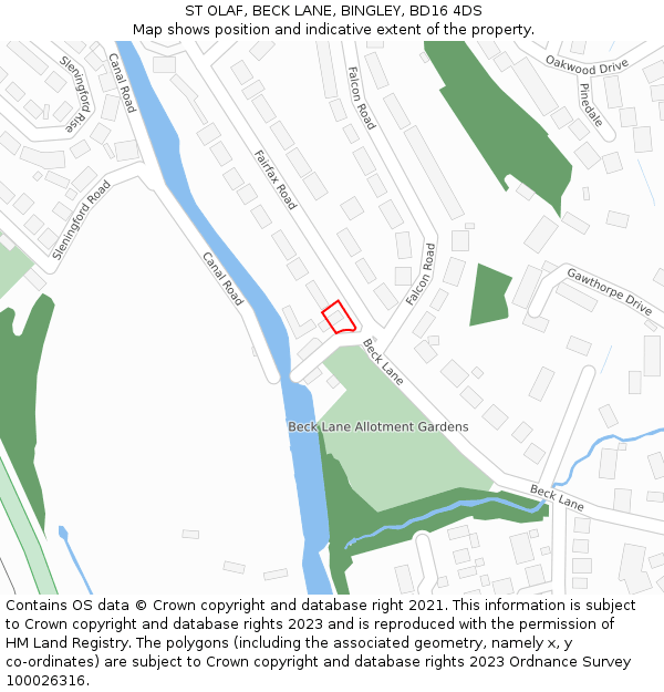ST OLAF, BECK LANE, BINGLEY, BD16 4DS: Location map and indicative extent of plot