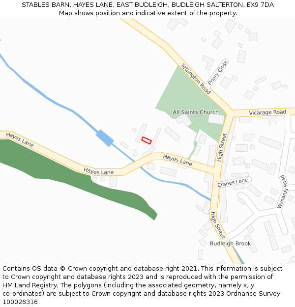 STABLES BARN, HAYES LANE, EAST BUDLEIGH, BUDLEIGH SALTERTON, EX9 7DA: Location map and indicative extent of plot