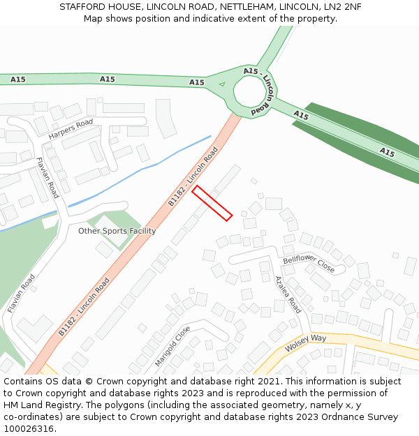 STAFFORD HOUSE, LINCOLN ROAD, NETTLEHAM, LINCOLN, LN2 2NF: Location map and indicative extent of plot