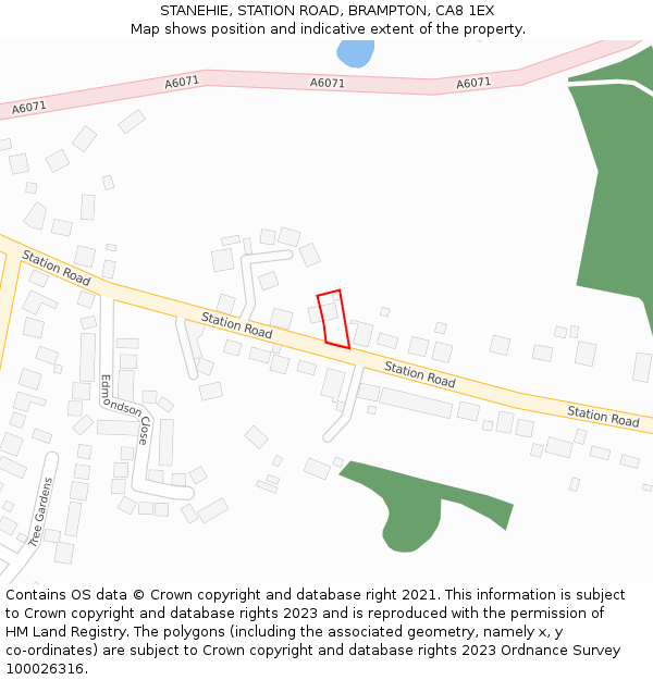 STANEHIE, STATION ROAD, BRAMPTON, CA8 1EX: Location map and indicative extent of plot