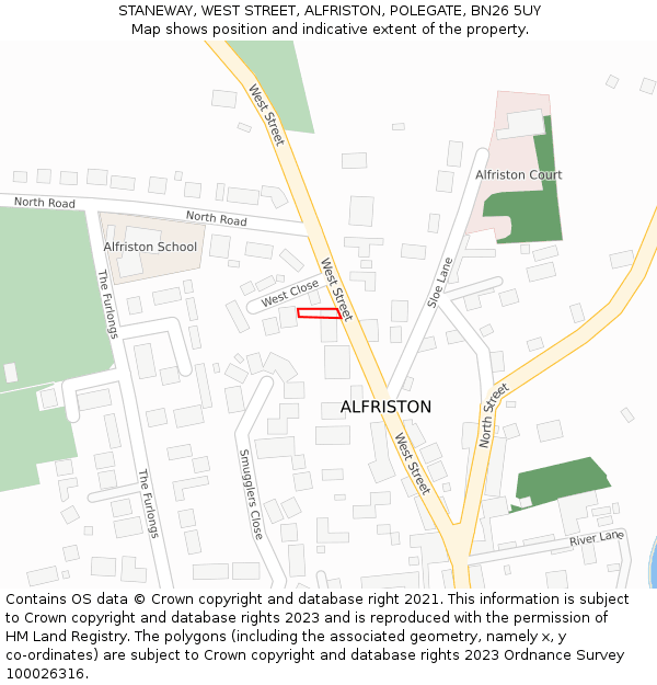 STANEWAY, WEST STREET, ALFRISTON, POLEGATE, BN26 5UY: Location map and indicative extent of plot