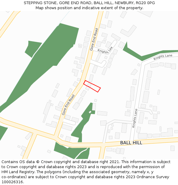 STEPPING STONE, GORE END ROAD, BALL HILL, NEWBURY, RG20 0PG: Location map and indicative extent of plot