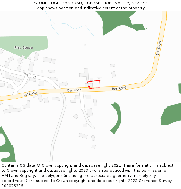 STONE EDGE, BAR ROAD, CURBAR, HOPE VALLEY, S32 3YB: Location map and indicative extent of plot