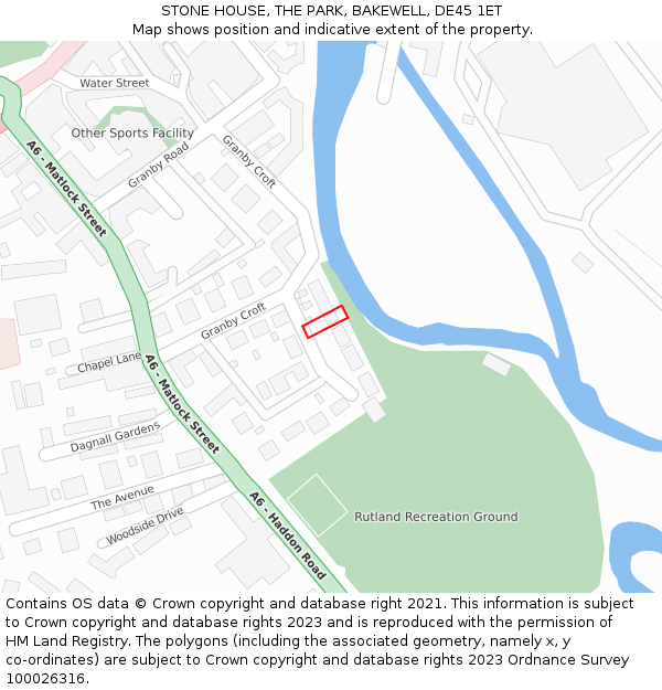 STONE HOUSE, THE PARK, BAKEWELL, DE45 1ET: Location map and indicative extent of plot