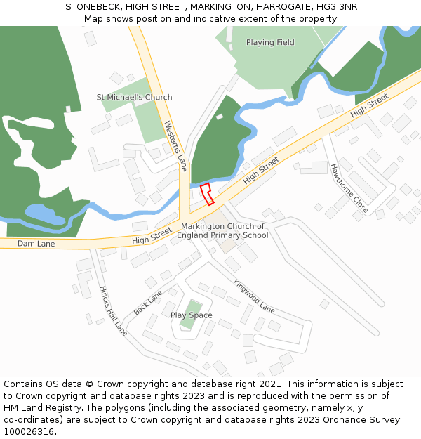 STONEBECK, HIGH STREET, MARKINGTON, HARROGATE, HG3 3NR: Location map and indicative extent of plot