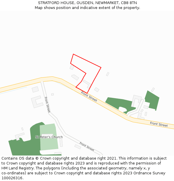 STRATFORD HOUSE, OUSDEN, NEWMARKET, CB8 8TN: Location map and indicative extent of plot