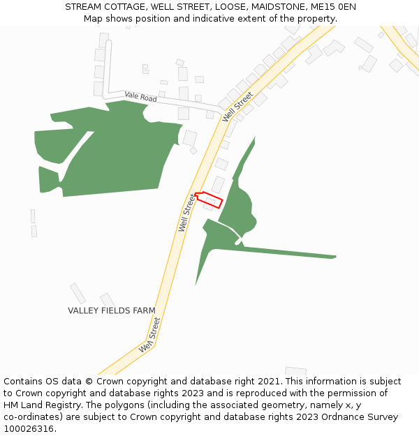STREAM COTTAGE, WELL STREET, LOOSE, MAIDSTONE, ME15 0EN: Location map and indicative extent of plot