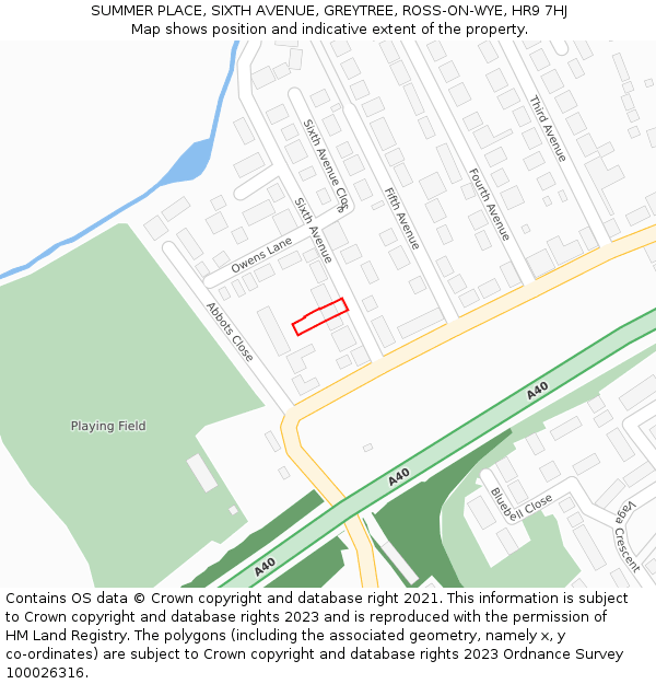 SUMMER PLACE, SIXTH AVENUE, GREYTREE, ROSS-ON-WYE, HR9 7HJ: Location map and indicative extent of plot