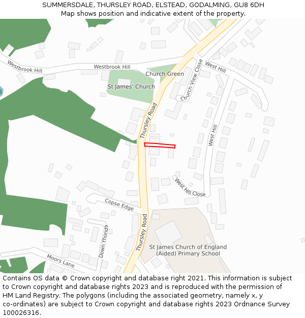 SUMMERSDALE, THURSLEY ROAD, ELSTEAD, GODALMING, GU8 6DH: Location map and indicative extent of plot