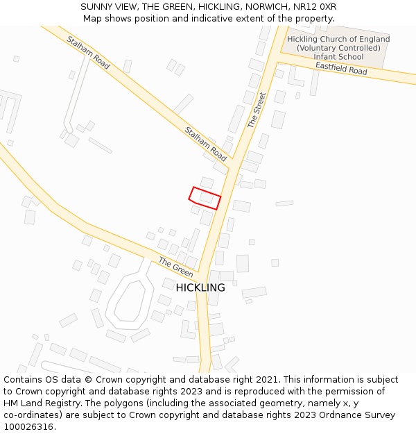SUNNY VIEW, THE GREEN, HICKLING, NORWICH, NR12 0XR: Location map and indicative extent of plot