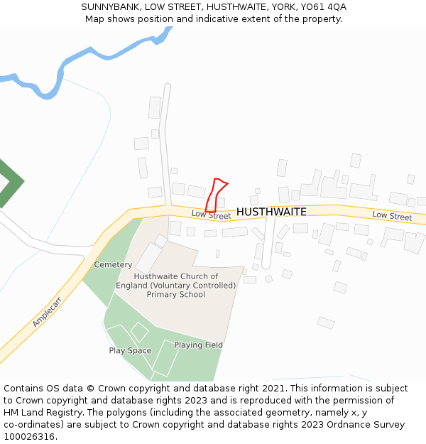 SUNNYBANK, LOW STREET, HUSTHWAITE, YORK, YO61 4QA: Location map and indicative extent of plot