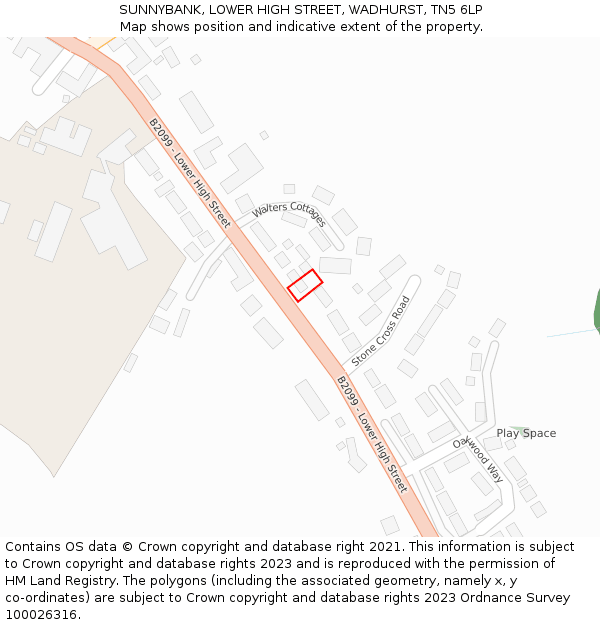 SUNNYBANK, LOWER HIGH STREET, WADHURST, TN5 6LP: Location map and indicative extent of plot