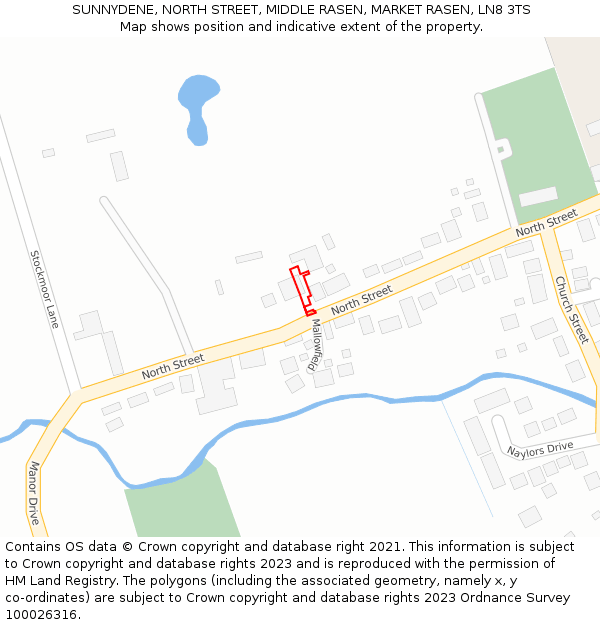 SUNNYDENE, NORTH STREET, MIDDLE RASEN, MARKET RASEN, LN8 3TS: Location map and indicative extent of plot