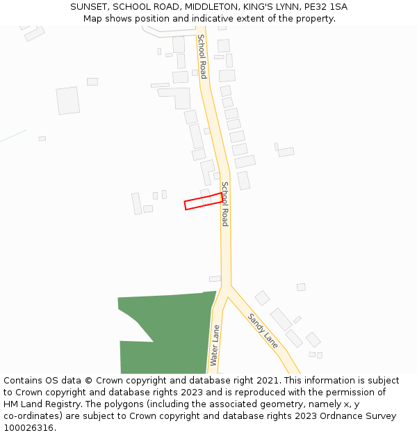 SUNSET, SCHOOL ROAD, MIDDLETON, KING'S LYNN, PE32 1SA: Location map and indicative extent of plot