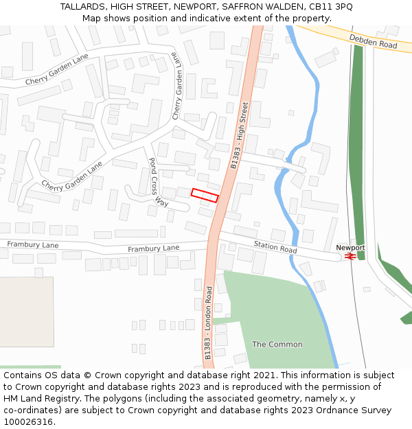 TALLARDS, HIGH STREET, NEWPORT, SAFFRON WALDEN, CB11 3PQ: Location map and indicative extent of plot