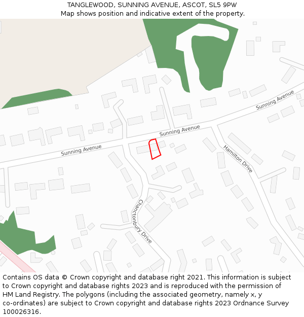 TANGLEWOOD, SUNNING AVENUE, ASCOT, SL5 9PW: Location map and indicative extent of plot