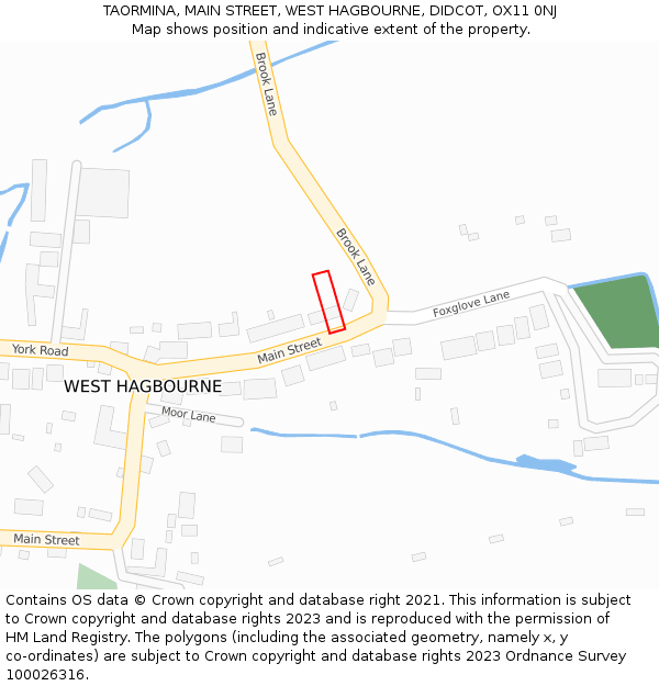 TAORMINA, MAIN STREET, WEST HAGBOURNE, DIDCOT, OX11 0NJ: Location map and indicative extent of plot