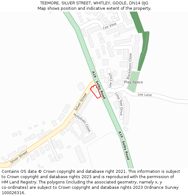 TEEMORE, SILVER STREET, WHITLEY, GOOLE, DN14 0JG: Location map and indicative extent of plot