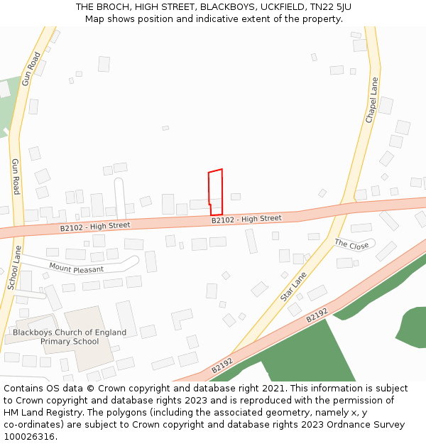 THE BROCH, HIGH STREET, BLACKBOYS, UCKFIELD, TN22 5JU: Location map and indicative extent of plot