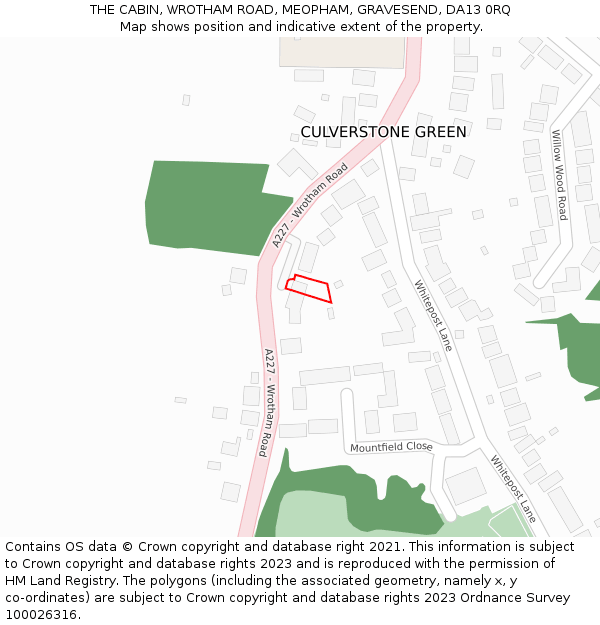 THE CABIN, WROTHAM ROAD, MEOPHAM, GRAVESEND, DA13 0RQ: Location map and indicative extent of plot