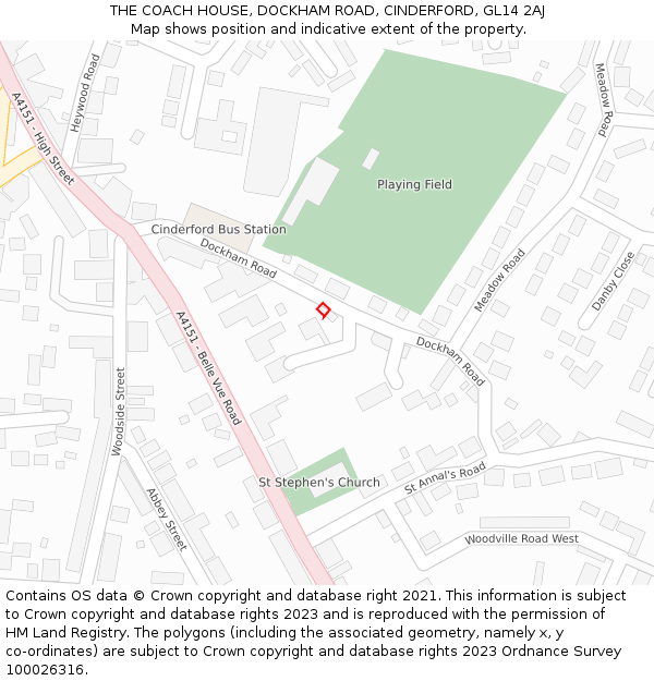 THE COACH HOUSE, DOCKHAM ROAD, CINDERFORD, GL14 2AJ: Location map and indicative extent of plot