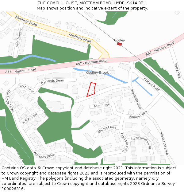 THE COACH HOUSE, MOTTRAM ROAD, HYDE, SK14 3BH: Location map and indicative extent of plot