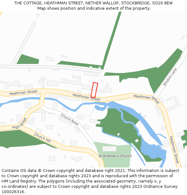 THE COTTAGE, HEATHMAN STREET, NETHER WALLOP, STOCKBRIDGE, SO20 8EW: Location map and indicative extent of plot