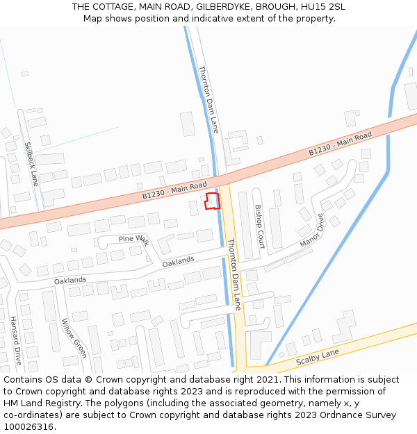 THE COTTAGE, MAIN ROAD, GILBERDYKE, BROUGH, HU15 2SL: Location map and indicative extent of plot