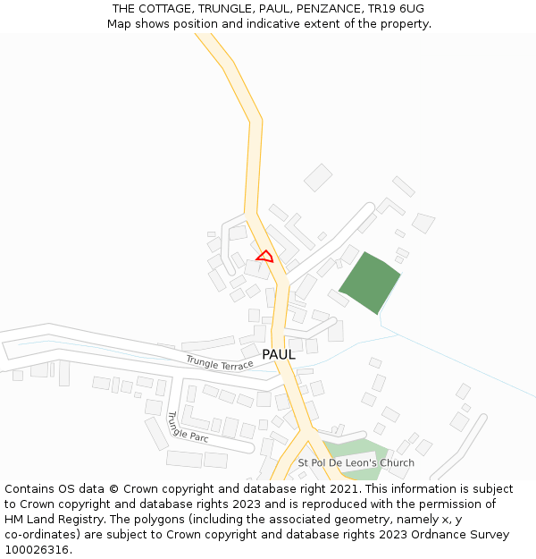 THE COTTAGE, TRUNGLE, PAUL, PENZANCE, TR19 6UG: Location map and indicative extent of plot