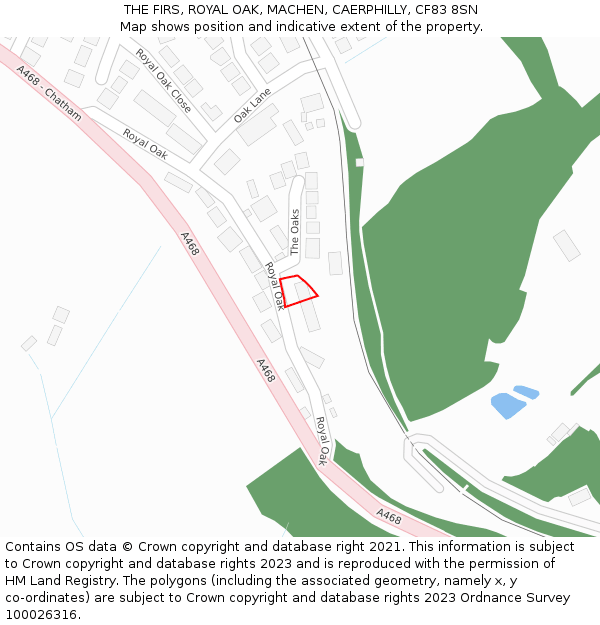 THE FIRS, ROYAL OAK, MACHEN, CAERPHILLY, CF83 8SN: Location map and indicative extent of plot