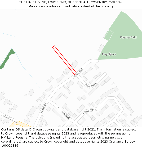 THE HALF HOUSE, LOWER END, BUBBENHALL, COVENTRY, CV8 3BW: Location map and indicative extent of plot