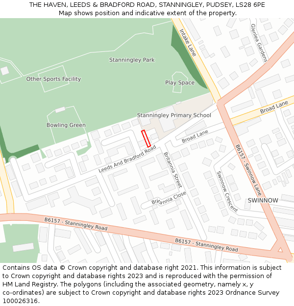 THE HAVEN, LEEDS & BRADFORD ROAD, STANNINGLEY, PUDSEY, LS28 6PE: Location map and indicative extent of plot