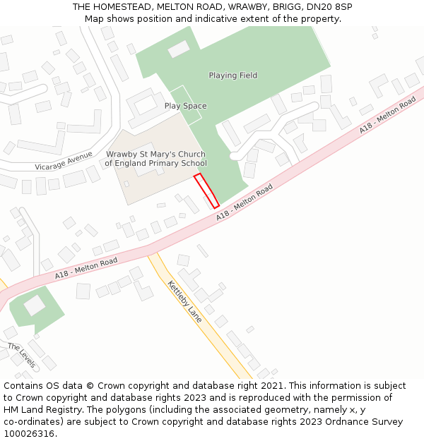 THE HOMESTEAD, MELTON ROAD, WRAWBY, BRIGG, DN20 8SP: Location map and indicative extent of plot