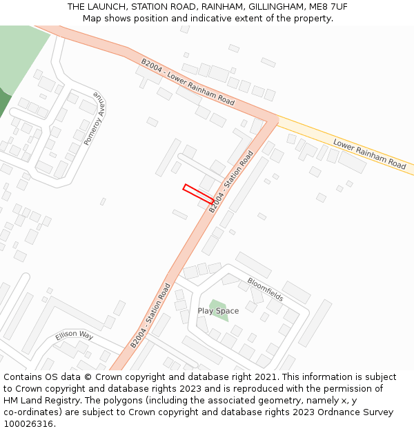 THE LAUNCH, STATION ROAD, RAINHAM, GILLINGHAM, ME8 7UF: Location map and indicative extent of plot