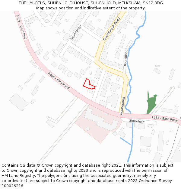 THE LAURELS, SHURNHOLD HOUSE, SHURNHOLD, MELKSHAM, SN12 8DG: Location map and indicative extent of plot
