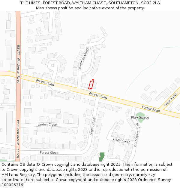 THE LIMES, FOREST ROAD, WALTHAM CHASE, SOUTHAMPTON, SO32 2LA: Location map and indicative extent of plot