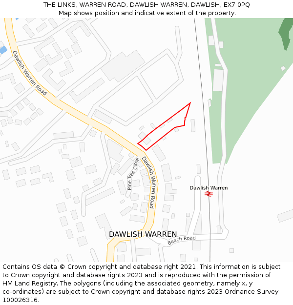 THE LINKS, WARREN ROAD, DAWLISH WARREN, DAWLISH, EX7 0PQ: Location map and indicative extent of plot