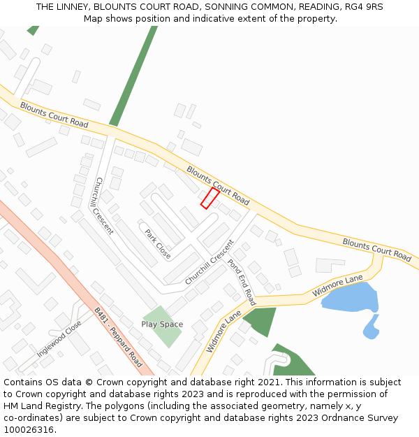 THE LINNEY, BLOUNTS COURT ROAD, SONNING COMMON, READING, RG4 9RS: Location map and indicative extent of plot