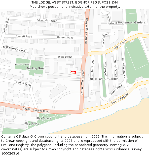 THE LODGE, WEST STREET, BOGNOR REGIS, PO21 1XH: Location map and indicative extent of plot