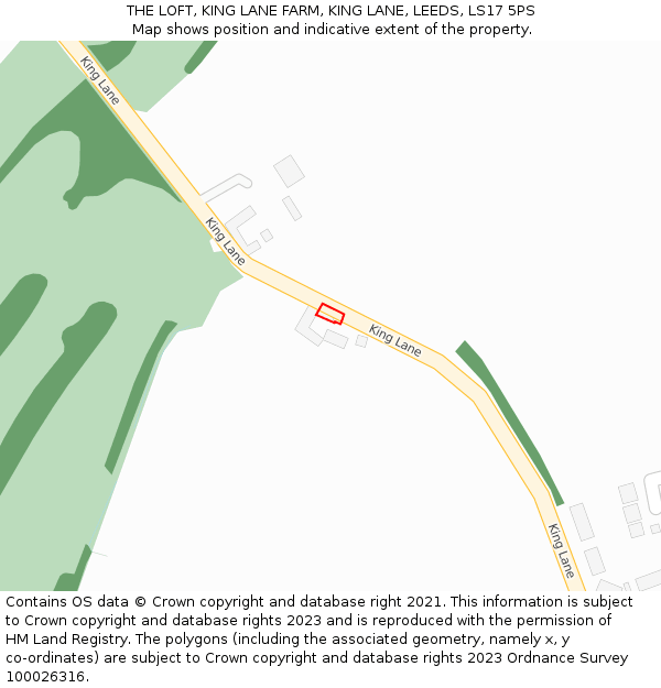 THE LOFT, KING LANE FARM, KING LANE, LEEDS, LS17 5PS: Location map and indicative extent of plot