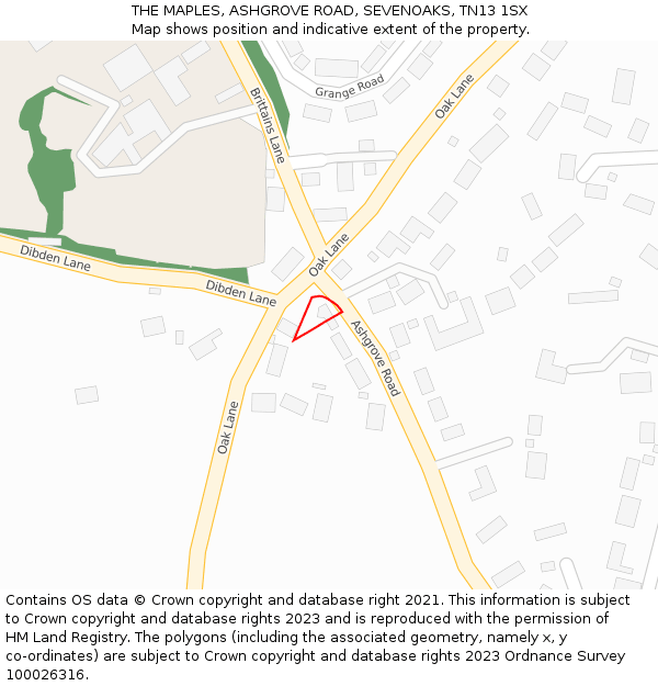 THE MAPLES, ASHGROVE ROAD, SEVENOAKS, TN13 1SX: Location map and indicative extent of plot