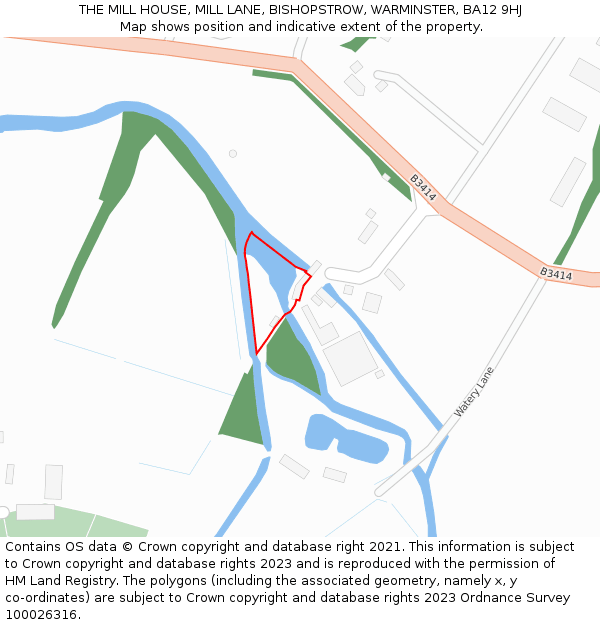 THE MILL HOUSE, MILL LANE, BISHOPSTROW, WARMINSTER, BA12 9HJ: Location map and indicative extent of plot
